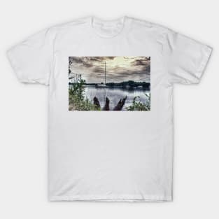 Yacht on Wroxham Broad. T-Shirt